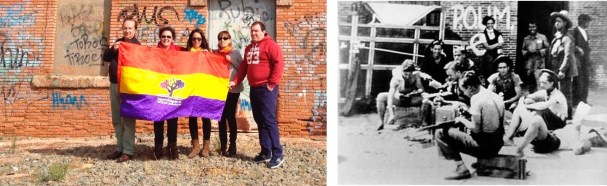 El Foro por la Memoria con familiares de milicianos del POUM, en el lugar donde estaba su cuartel en Sigüenza. FMGU